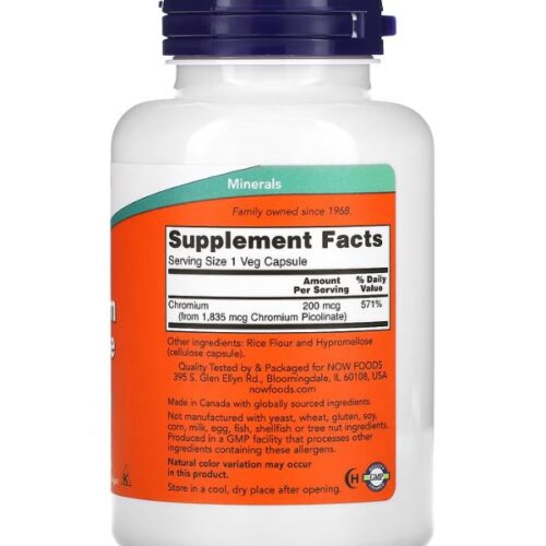 NOW Foods, Chrome picolinate, 200 µg, 250 capsules végétales