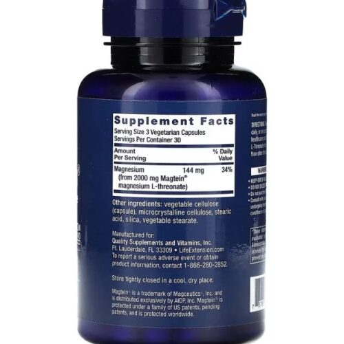 Life Extension, Neuro-Mag, L-thréonate de magnésium, 144 mg, 90 capsules végétariennes