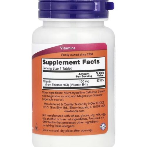 NOW Foods, B-1, 100 mg, 100 comprimés